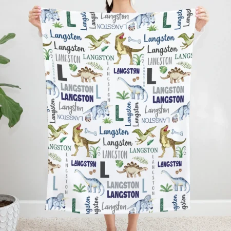 Dinosaur Blanket Gift for Baby - Personalized Dinosaur Baby Blanket