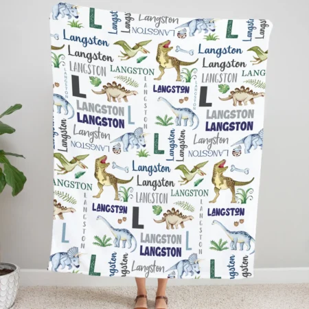 Dinosaur Blanket Gift for Baby - Personalized Dinosaur Baby Blanket