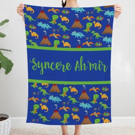 Personalized Dinosaur Blanket - Awesome Gift for Baby - Dinosaur Baby Blanket