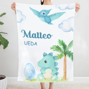 Personalized Dinosaur Blanket Gift for Baby Girl - Dinosaur Baby Blanket