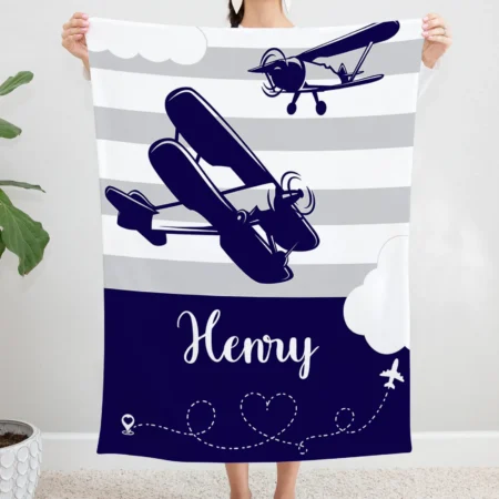 Personalized Plane Blanket Gift for Baby - Plane Baby Blanket