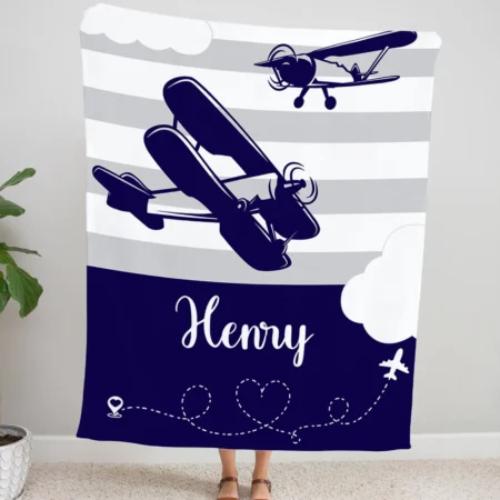 Personalized Plane Blanket Gift for Baby - Plane Baby Blanket