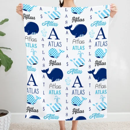 Personalized Ocean Whale Blanket Gift for Baby - Ocean Baby Blanket