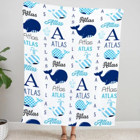 Personalized Ocean Whale Blanket Gift for Baby - Ocean Baby Blanket