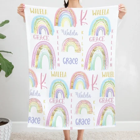 Personalized Rainbow Blanket Gift for Baby - Rainbow Baby Blanket