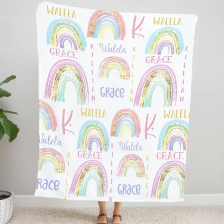 Personalized Rainbow Blanket Gift for Baby - Rainbow Baby Blanket