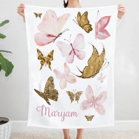 Personalized Butterfly Blanket Gift for Baby - Butterfly Baby Blanket