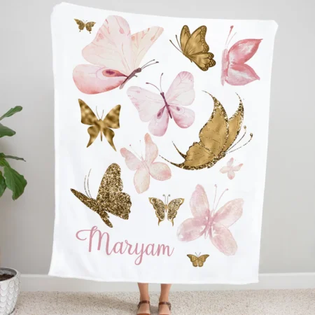 Personalized Butterfly Blanket Gift for Baby - Butterfly Baby Blanket