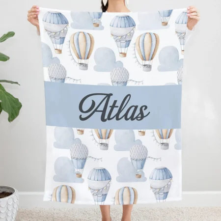 Personalized Hot Air Balloon Blanket Gift for Baby - Hot Air Balloon Baby Blanket