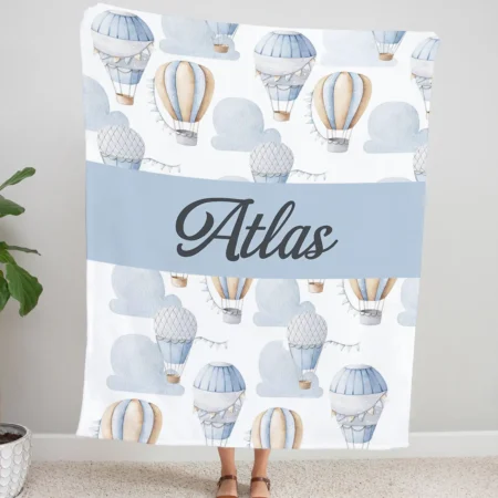 Personalized Hot Air Balloon Blanket Gift for Baby - Hot Air Balloon Baby Blanket