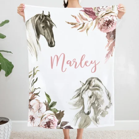 Personalized Horse Blanket Gift for Baby - Horse Baby Blanket