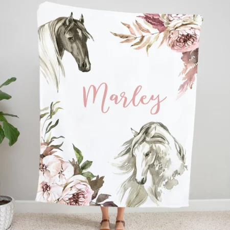 Personalized Horse Blanket Gift for Baby - Horse Baby Blanket