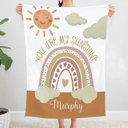 Personalized Boho Rainbow Blanket Gift for Baby - Boho Rainbow Baby Blanket