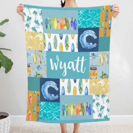 Personalized Surfing Blanket Gift for Baby - Surfing Baby Blanket