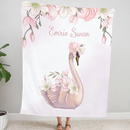 Personalized Swan Blanket Gift for Baby - Swan Baby Blanket