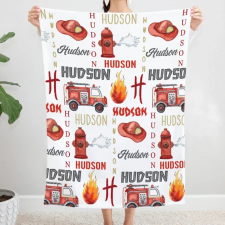 Personalized Firefighter Blanket Gift for Baby - Firefighter Baby Blanket