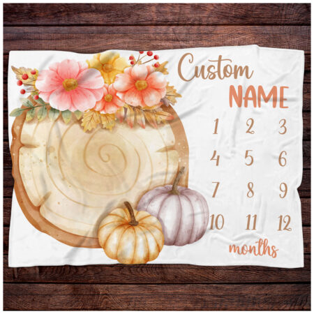 Personalized Pumpkin Monthly Blanket Gift for Baby - Custom Pumpkin Monthly Baby Blanket