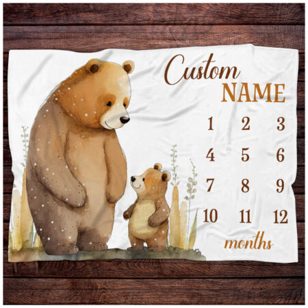 Personalized Mama Bear Blanket Gift for Baby - Custom Mama Bear Baby Blanket