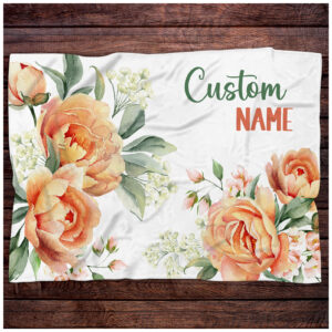 Personalized Boho Floral Blanket Gift for Baby - Custom Boho Floral Baby Blanket