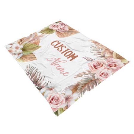 Personalized Boho Floral Blanket Gift for Baby - Custom Boho Floral Baby Blanket