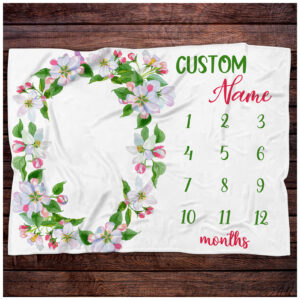 Personalized Boho Floral Blanket Gift for Baby - Custom Boho Floral Baby Blanket