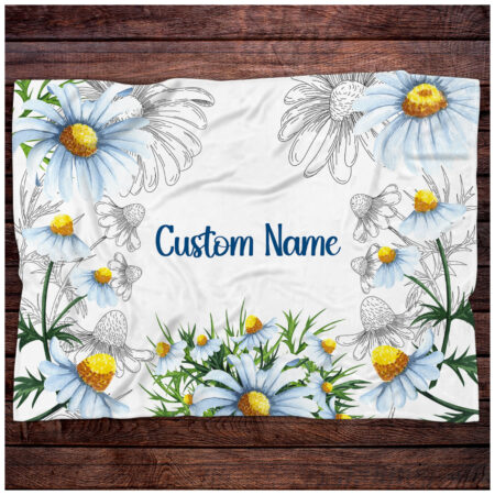 Personalized Daisy Flowers Blanket Gift for Baby - Custom Daisy Flowers Baby Blanket