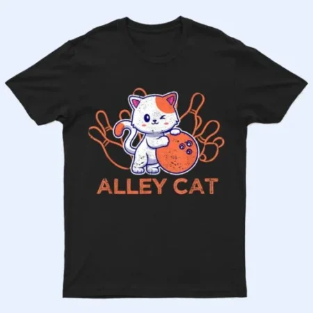 Alley Cat Bowling Team Humor Funny Bowler Cats Vintage T-Shirt