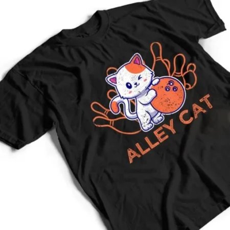 Alley Cat Bowling Team Humor Funny Bowler Cats Vintage T-Shirt