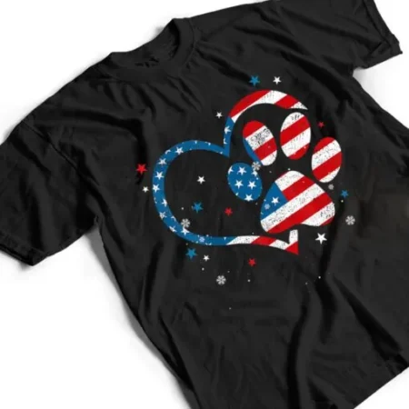 American Flag  Dog & Cat Paw Print T-Shirt